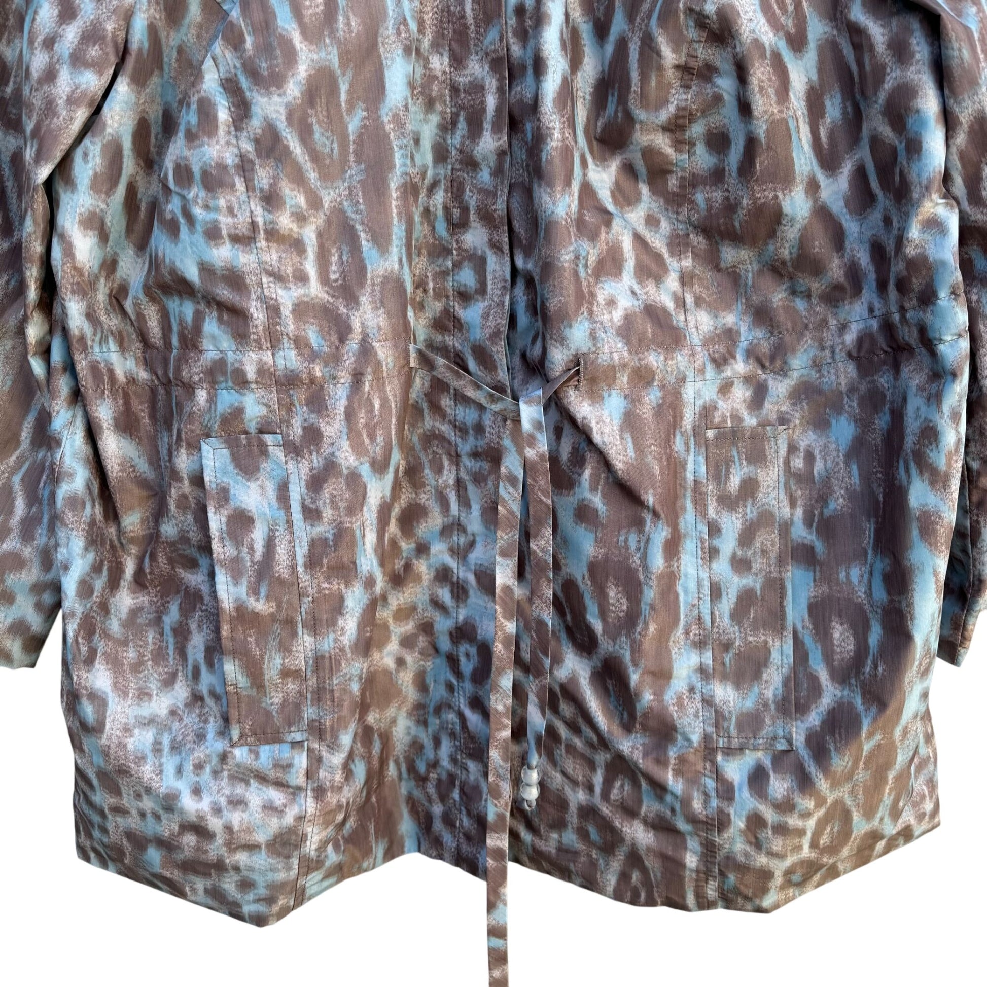 Simonton Says Leopard Print Watercolor Drawstring Waist Windbreaker Jacket 1X