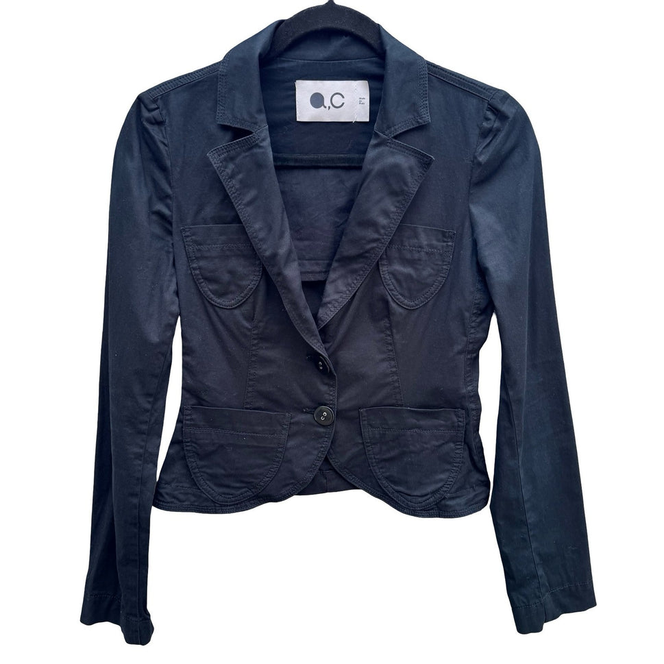 QC Mode Minimalist Italian Tailored Cropped Cotton Stretch Blazer Jacket 4 Goth