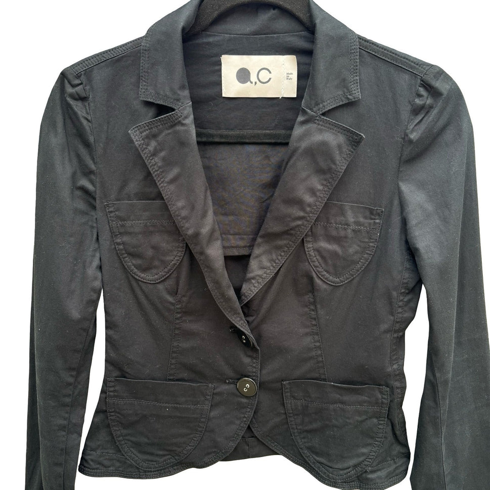 QC Mode Minimalist Italian Tailored Cropped Cotton Stretch Blazer Jacket 4 Goth