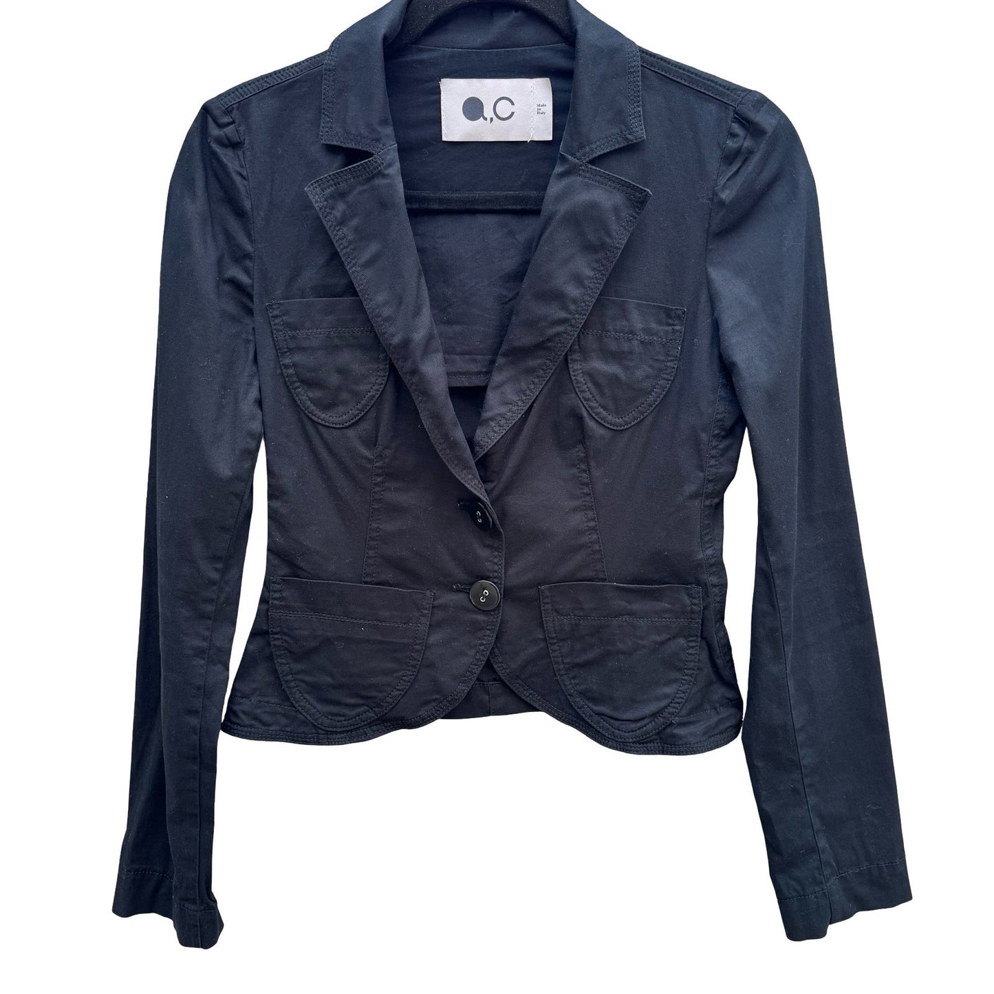 QC Mode Minimalist Italian Tailored Cropped Cotton Stretch Blazer Jacket 4 Goth
