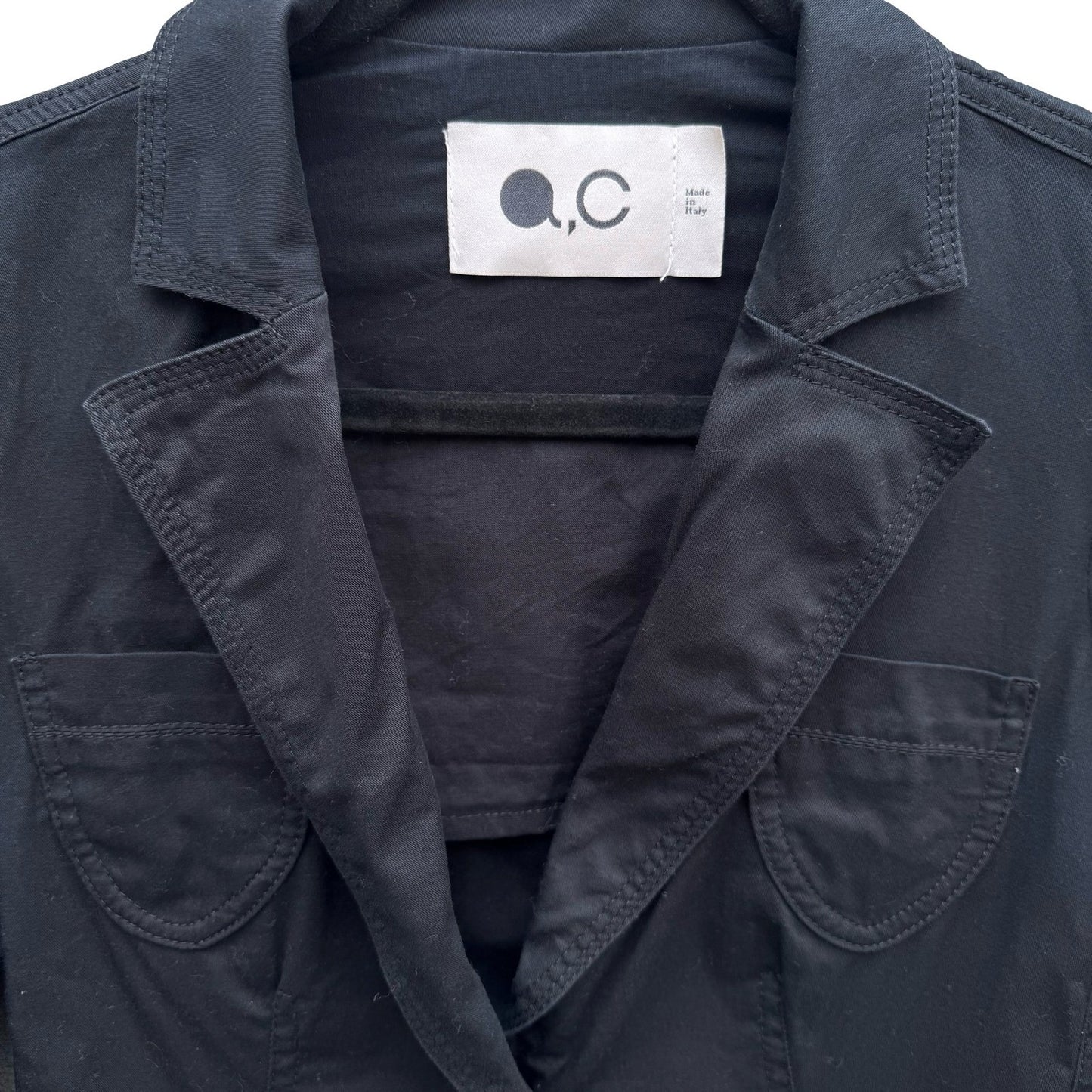 QC Mode Minimalist Italian Tailored Cropped Cotton Stretch Blazer Jacket 4 Goth
