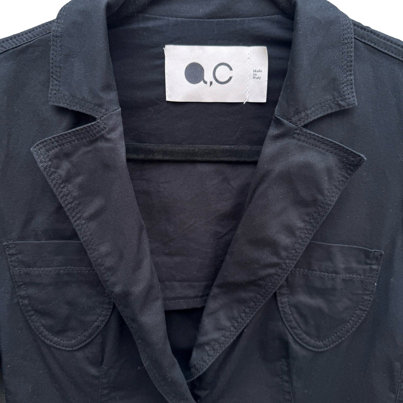 QC Mode Minimalist Italian Tailored Cropped Cotton Stretch Blazer Jacket 4 Goth