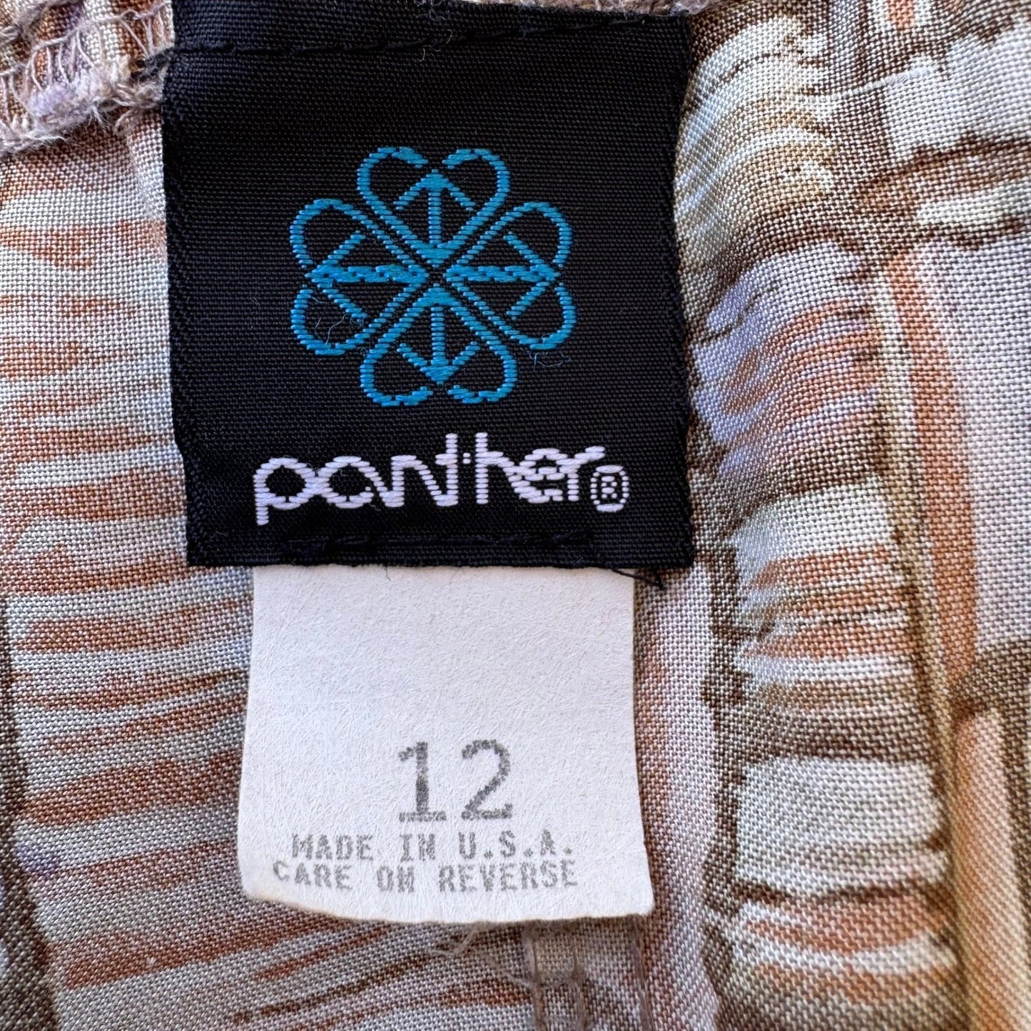 Panther Vintage 90s Boho Art Deco Flowy Geometric Tribal Midi Skirt Brown 12