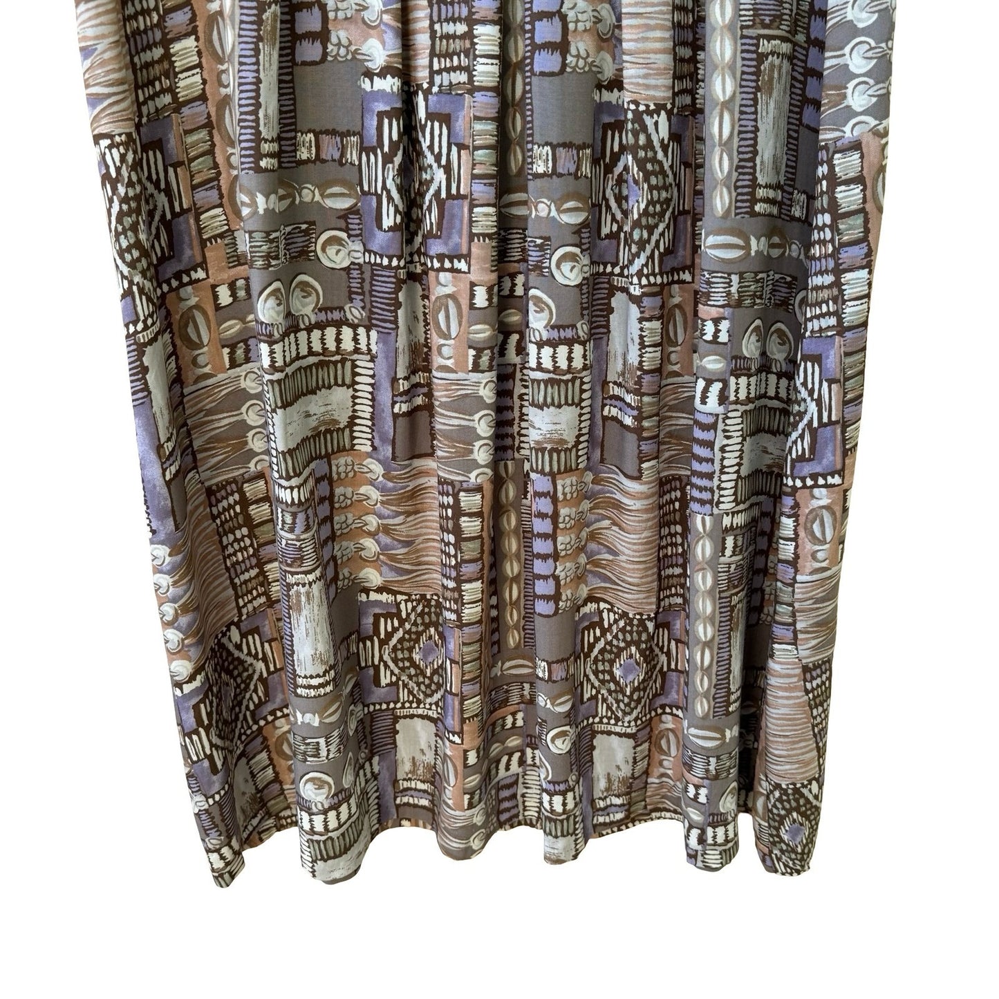 Panther Vintage 90s Boho Art Deco Flowy Geometric Tribal Midi Skirt Brown 12