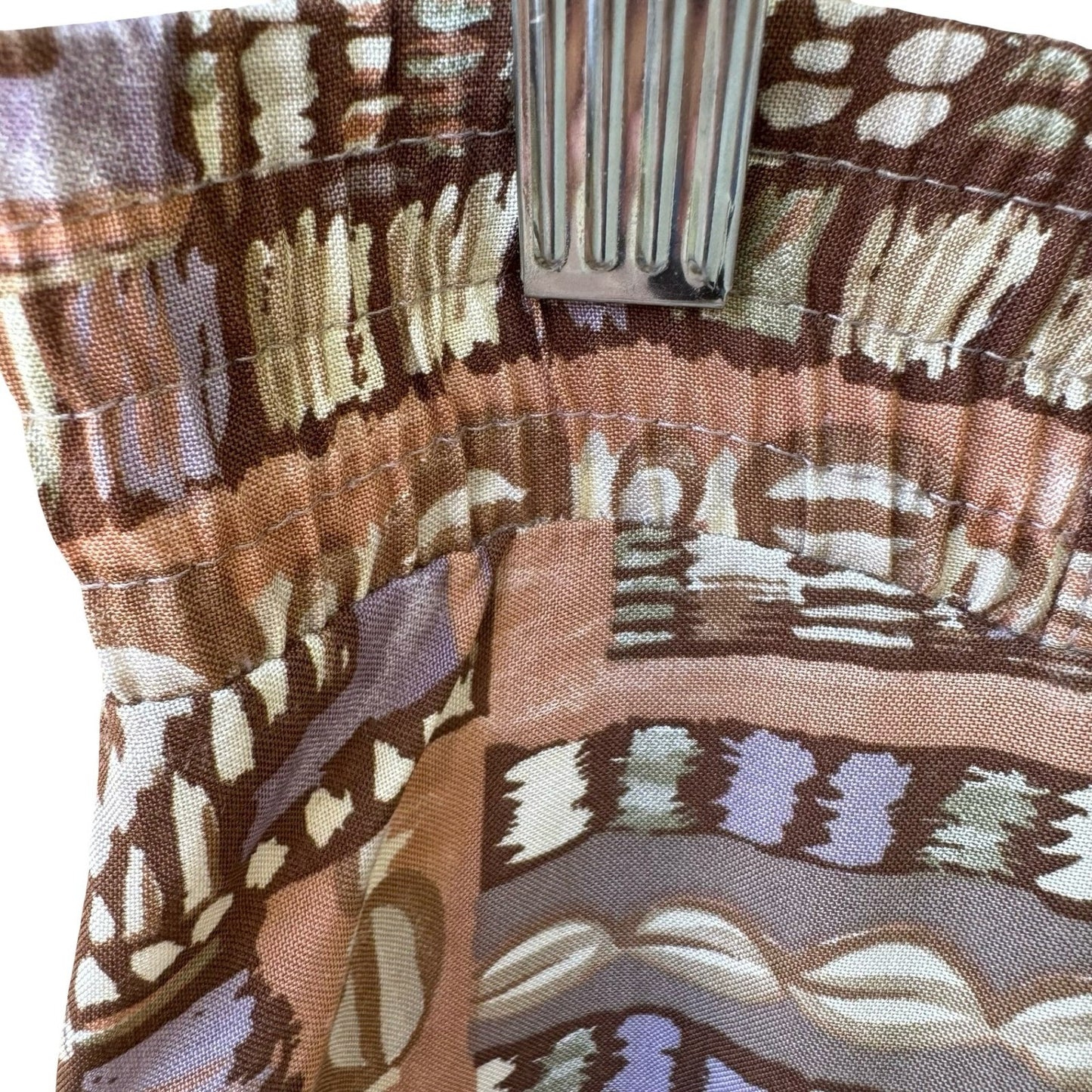 Panther Vintage 90s Boho Art Deco Flowy Geometric Tribal Midi Skirt Brown 12