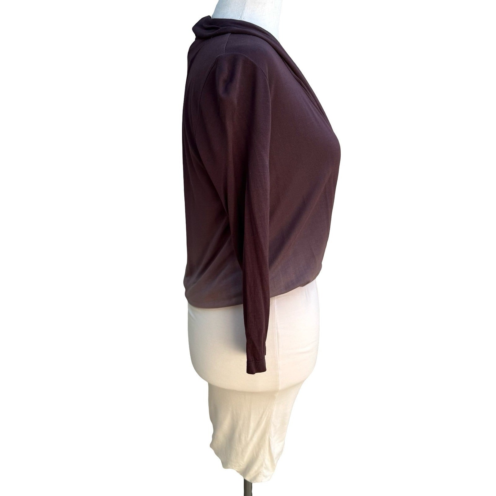 Young Fabulous & Broke Boho Minimalist Ombre Draped Wrap Mini Dress Brown XS