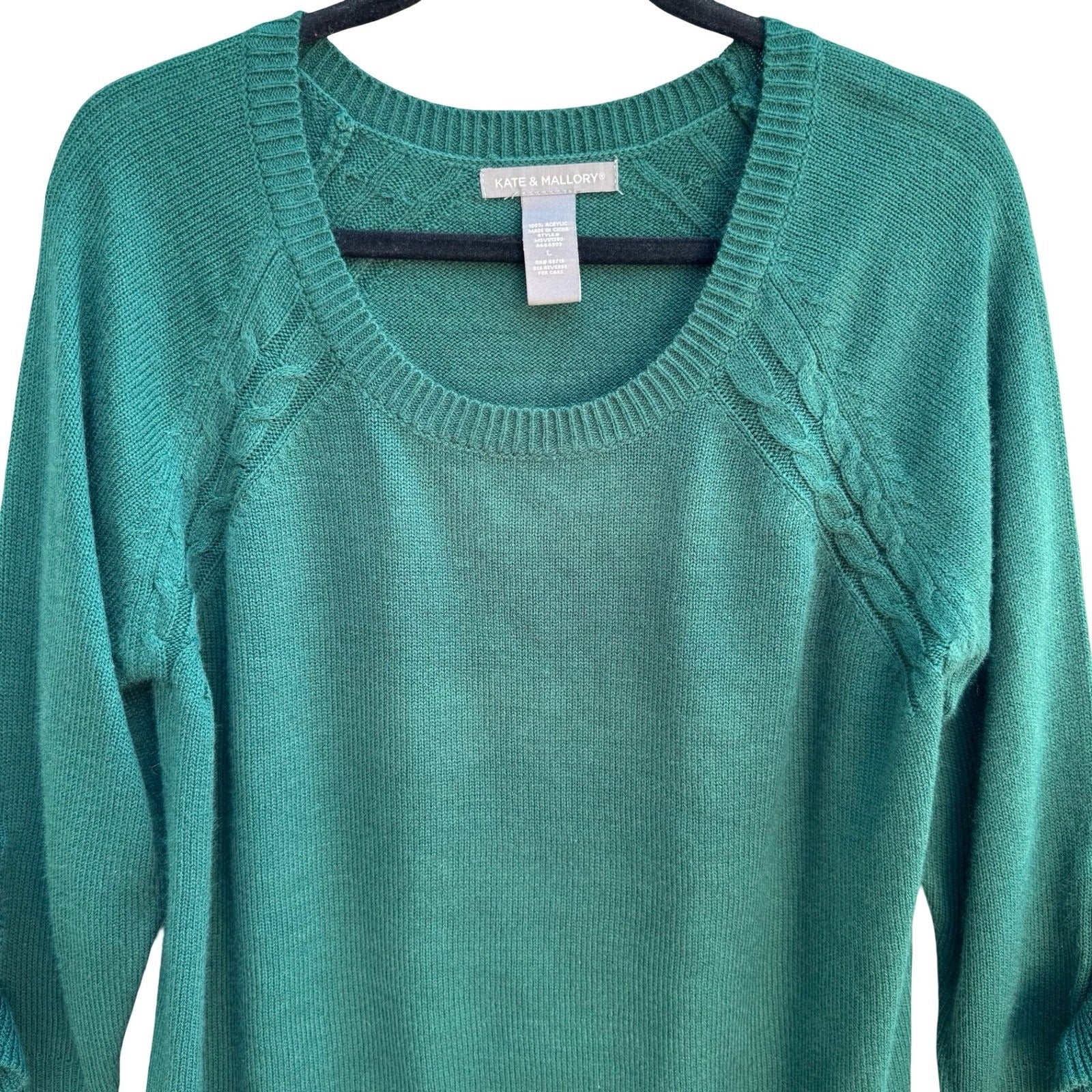 Kate & Mallory Feminine Romantic Coquette Ruffle Sleeve Cable Knit Sweater L