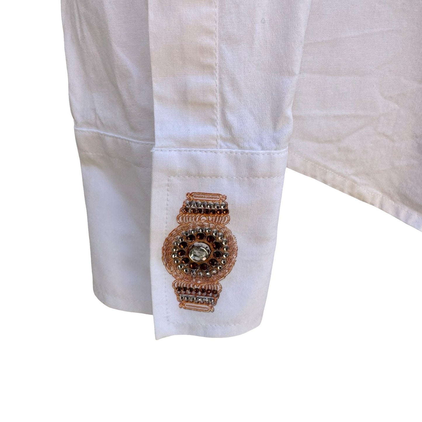 Emmanuel Schvili Trompe L'Oeil Beaded Painted Tassel Italian Luxury Shirt 46/L