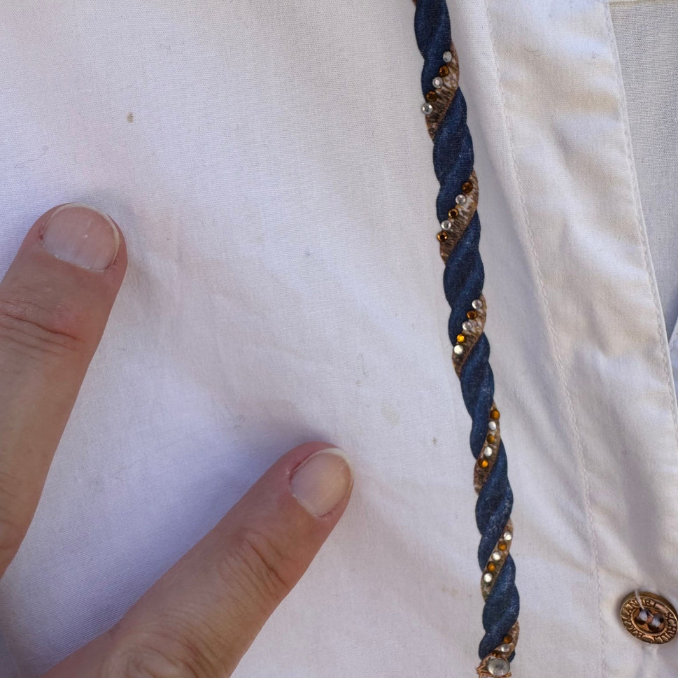 Emmanuel Schvili Trompe L'Oeil Beaded Painted Tassel Italian Luxury Shirt 46/L