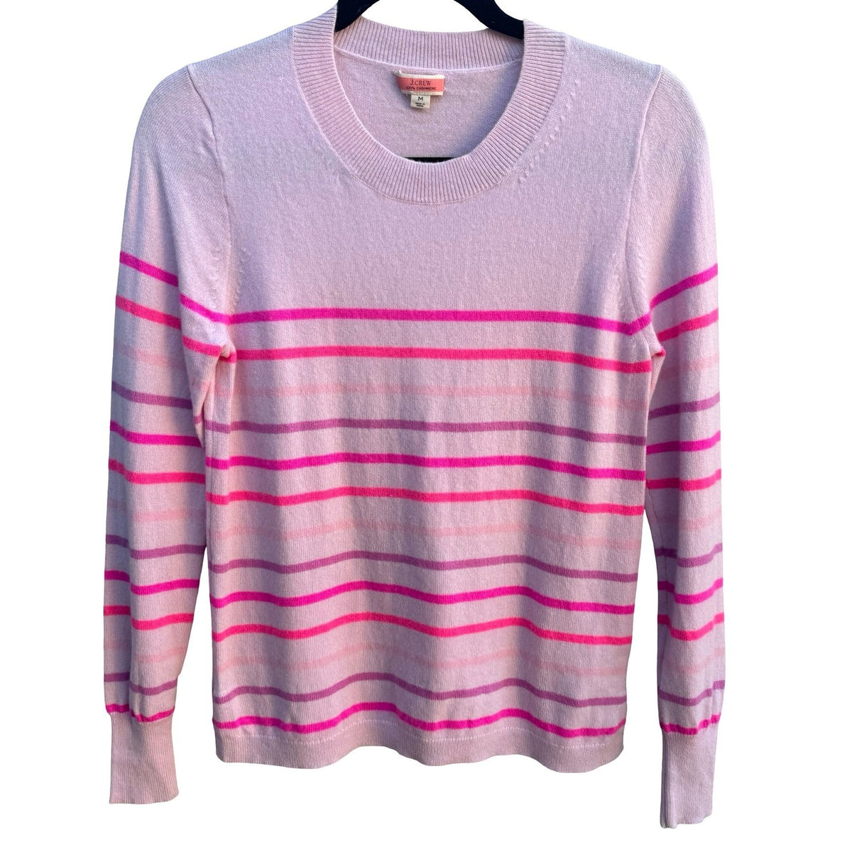 J.Crew Luxury Cashmere Barbiecore Coquette Striped Quiet Luxury Preppy Sweater M