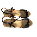 Switch Famolare Yupidu Vintage 70s Black Leather Wavy Wedge Sandal Made in Italy Sze 35 3 image