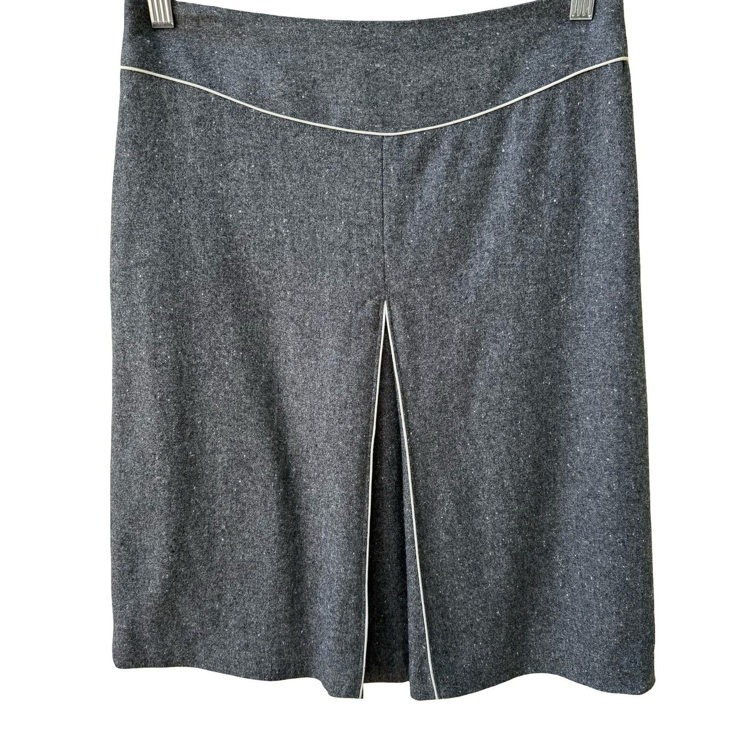 Filippa Y2K Minimalist Preppy Tailored Wool Blend Speckled Tweed Skirt Grey 2