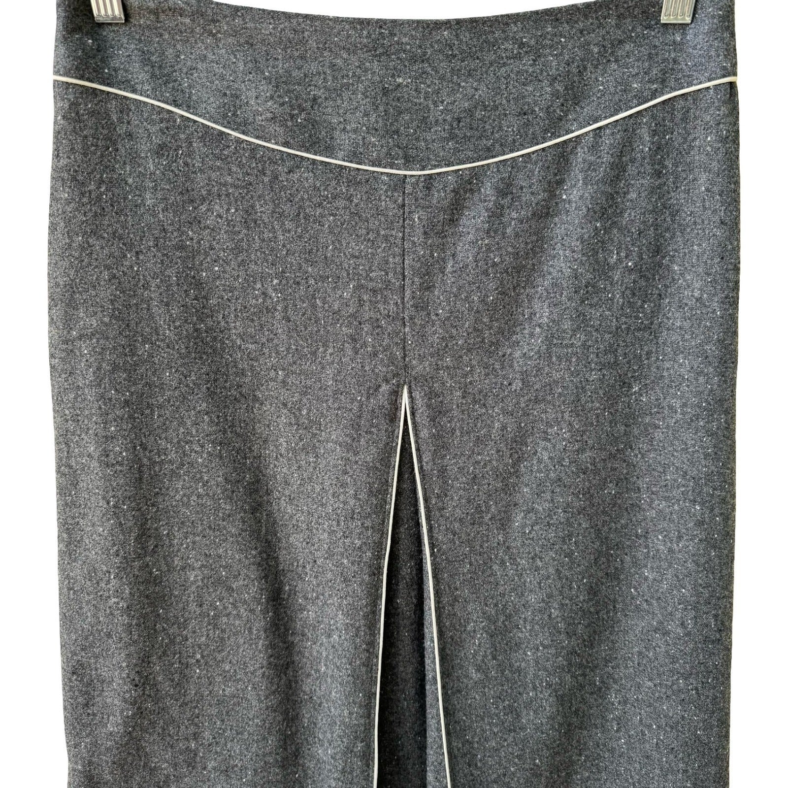 Filippa Y2K Minimalist Preppy Tailored Wool Blend Speckled Tweed Skirt Grey 2