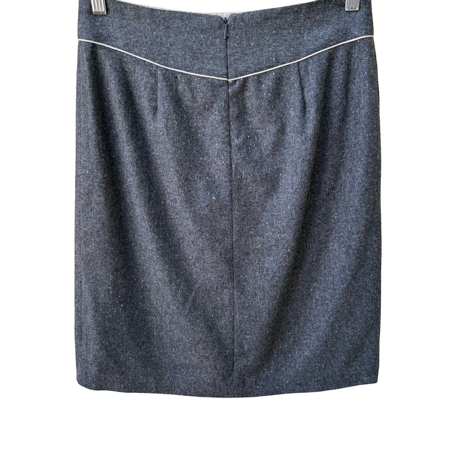 Filippa Y2K Minimalist Preppy Tailored Wool Blend Speckled Tweed Skirt Grey 2