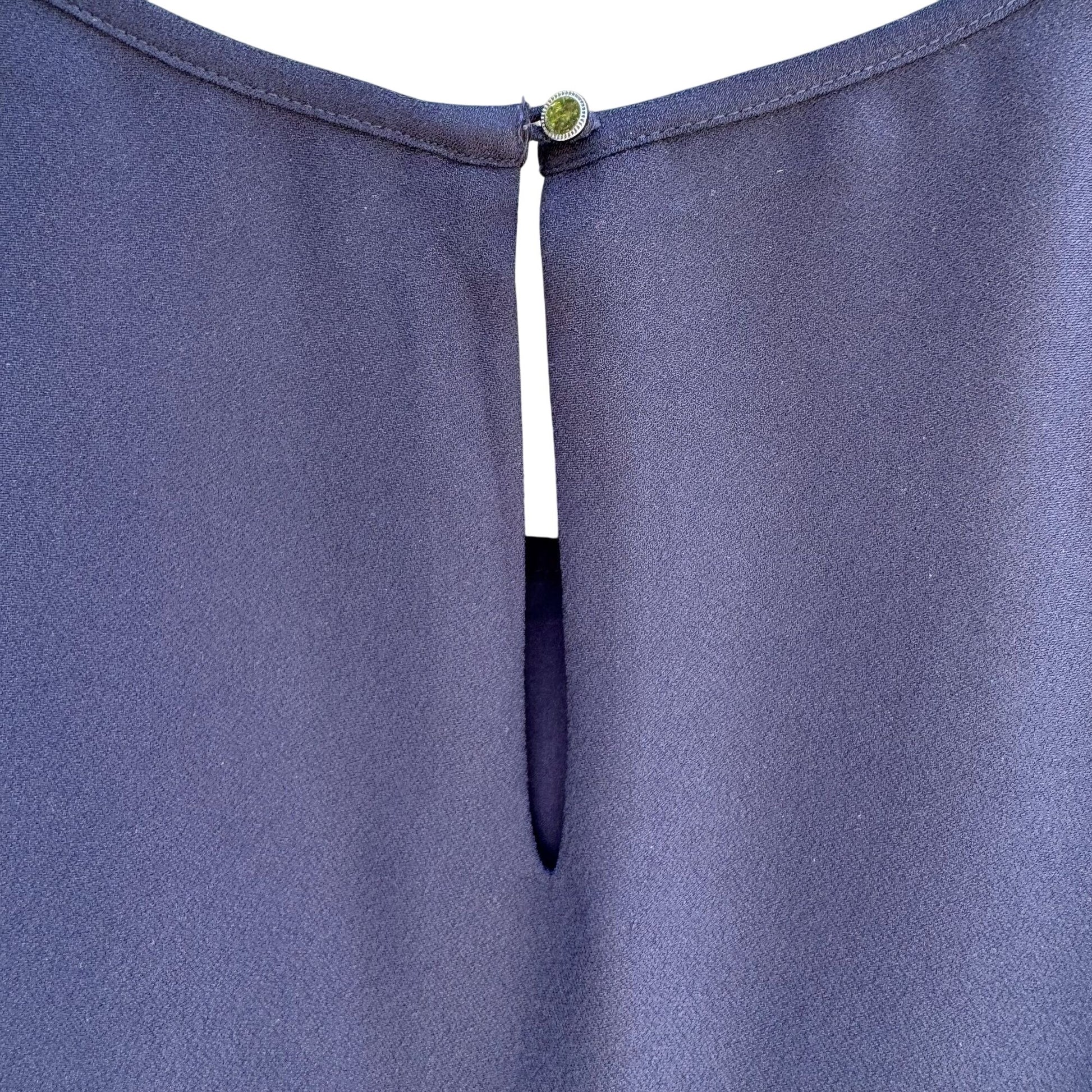 Banana Republic Womens Navy Sleeveless Lace Crochet Fringe Overlay Blouse Top S