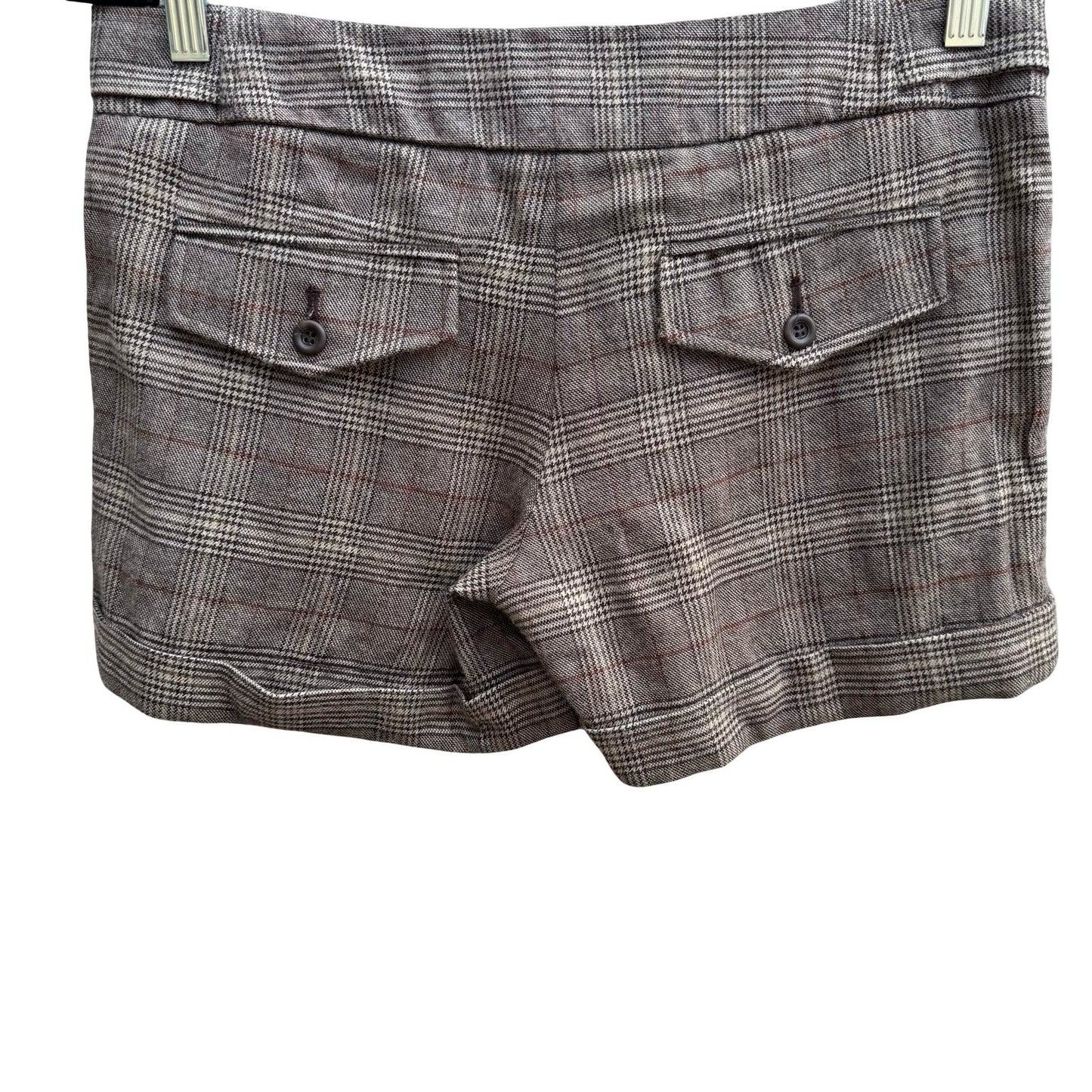 Forever Wool Blend Glen Plaid Preppy Twee Heritage Pleated Cuffed Shorts Brown S