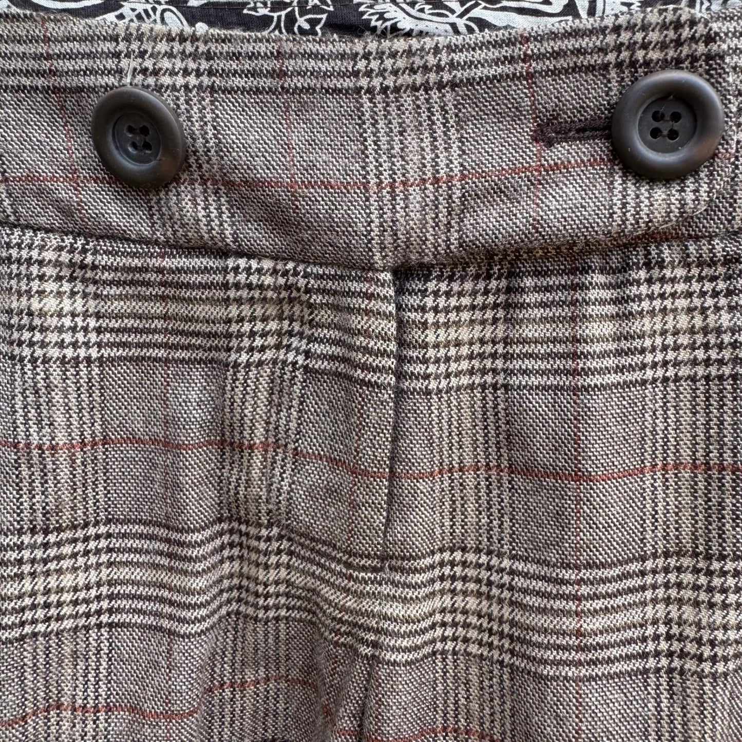 Forever Wool Blend Glen Plaid Preppy Twee Heritage Pleated Cuffed Shorts Brown S