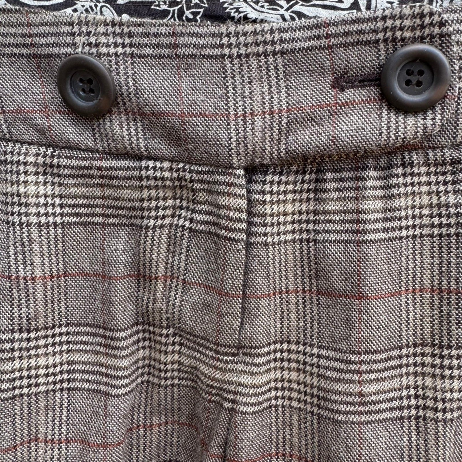 Forever Wool Blend Glen Plaid Preppy Twee Heritage Pleated Cuffed Shorts Brown S
