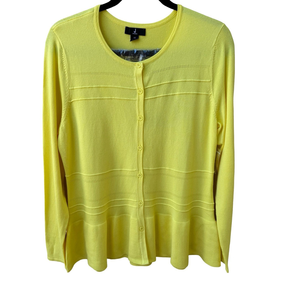 Jason Wu Peplum Pointelle Knit Minimalist Preppy Dopamine Dressing Cardigan NEW
