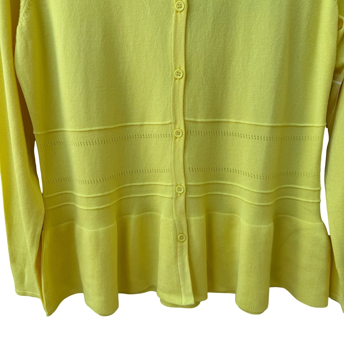 Jason Wu Peplum Pointelle Knit Minimalist Preppy Dopamine Dressing Cardigan NEW