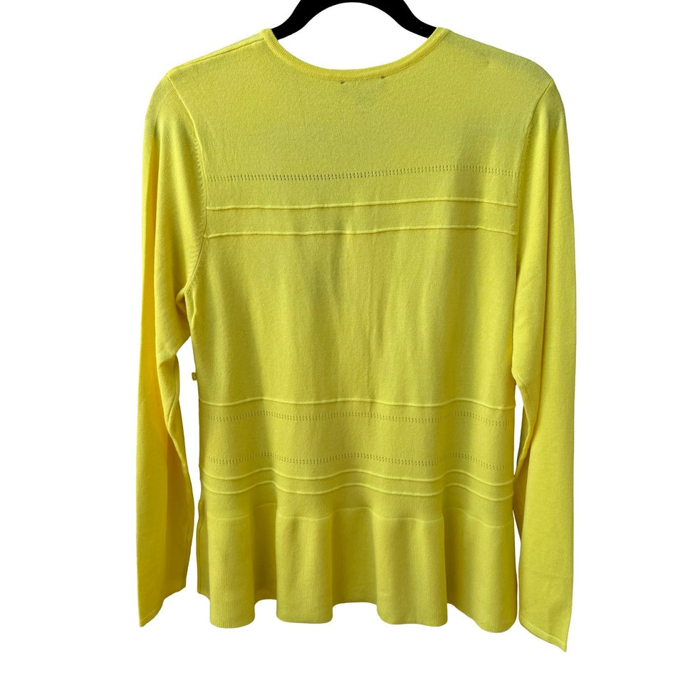 Jason Wu Peplum Pointelle Knit Minimalist Preppy Dopamine Dressing Cardigan NEW