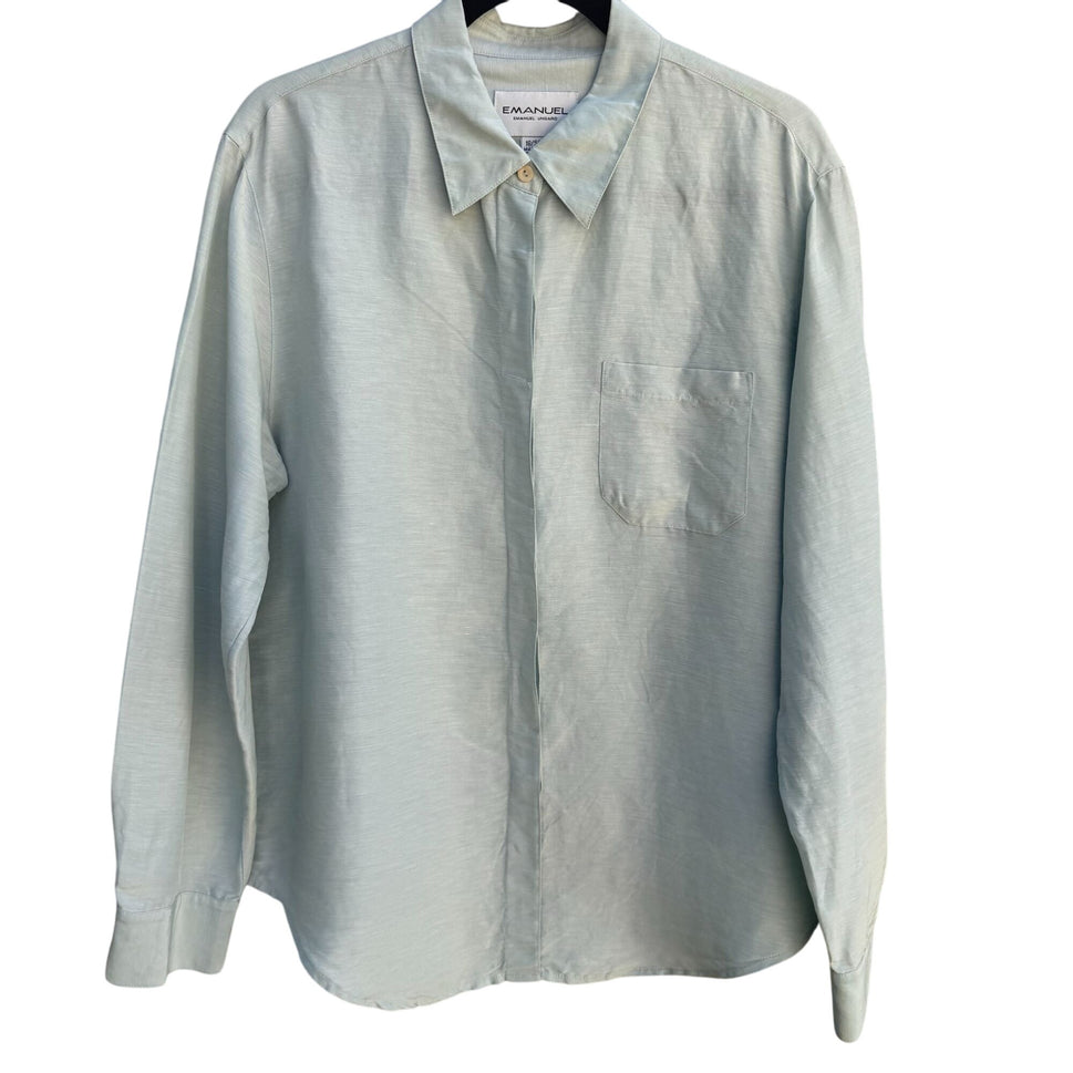 Emanuel Ungaro Vintage 80s Womens Preppy Old Money Long Sleeve Button Blouse 16