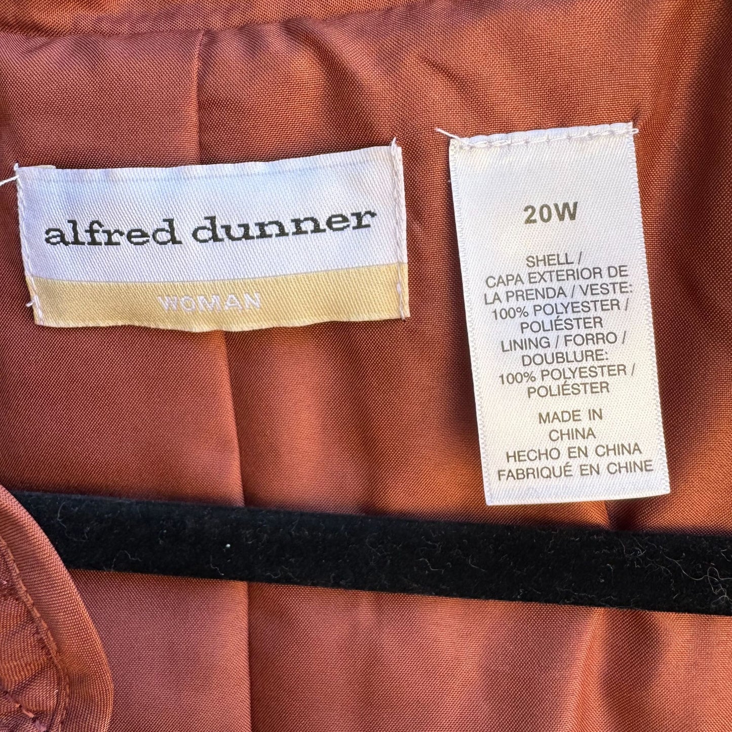Alfred Dunner Vintage Womens Quilted Rust Mandarin Collar Jacket Blazer 20W