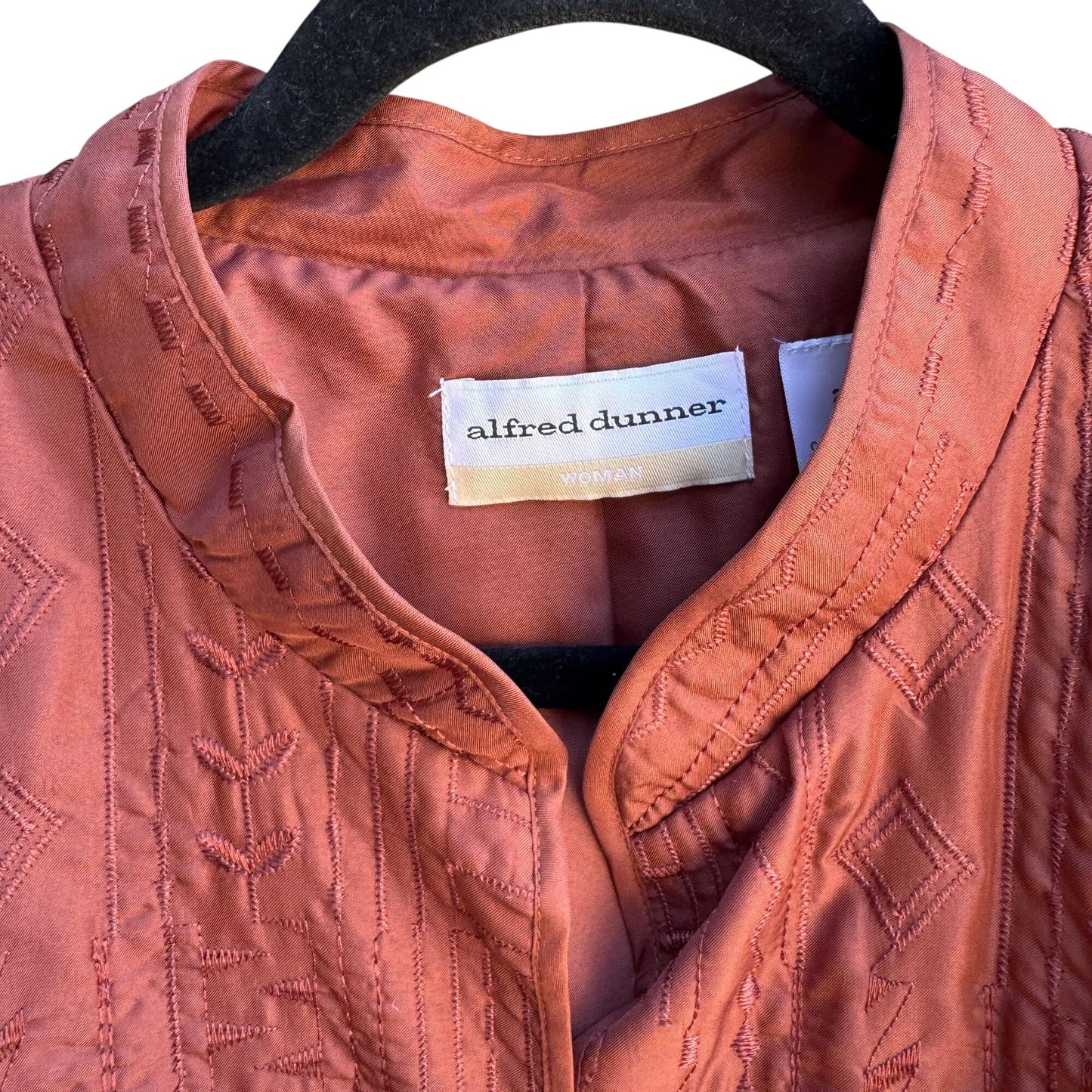 Alfred Dunner Vintage Womens Quilted Rust Mandarin Collar Jacket Blazer 20W