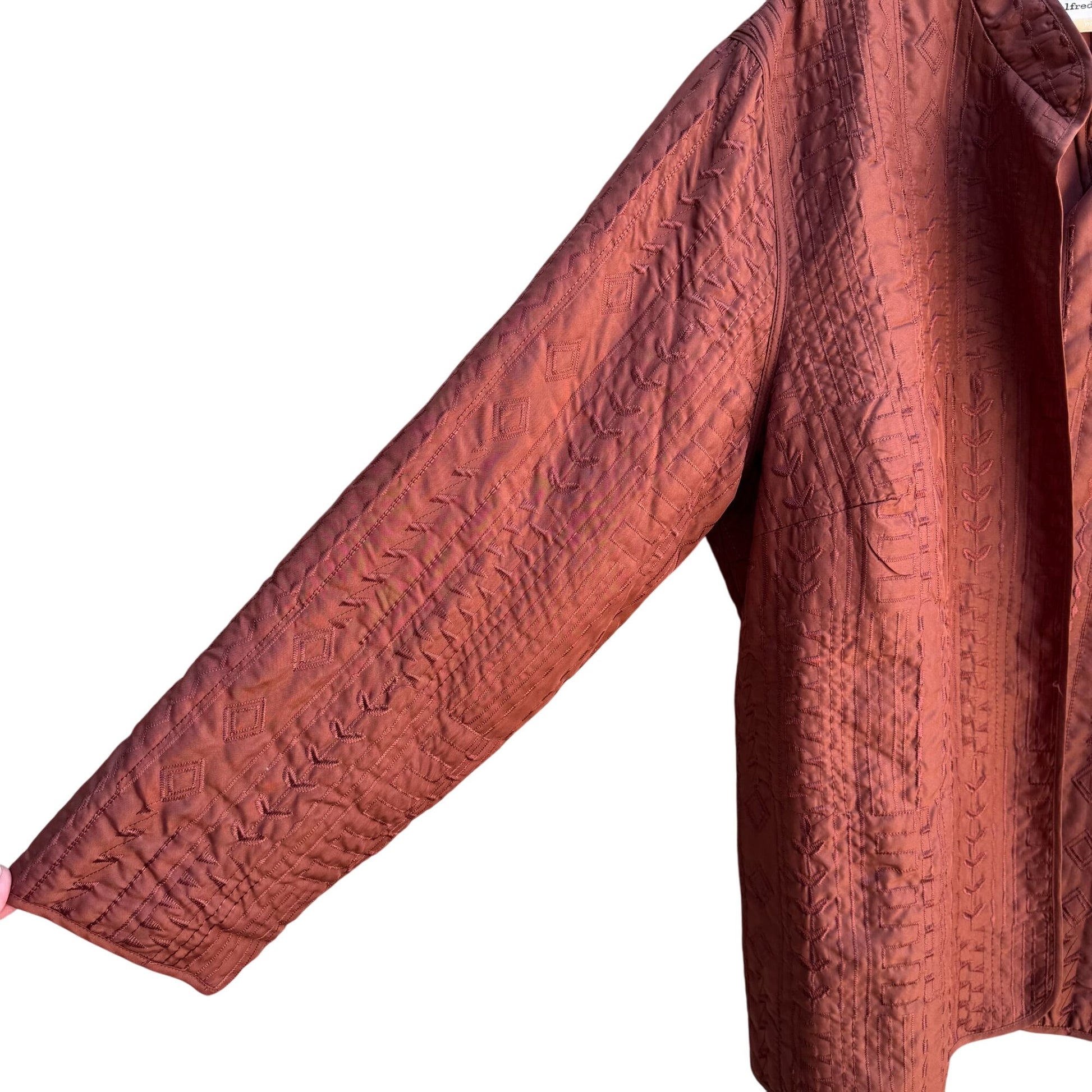 Alfred Dunner Vintage Womens Quilted Rust Mandarin Collar Jacket Blazer 20W