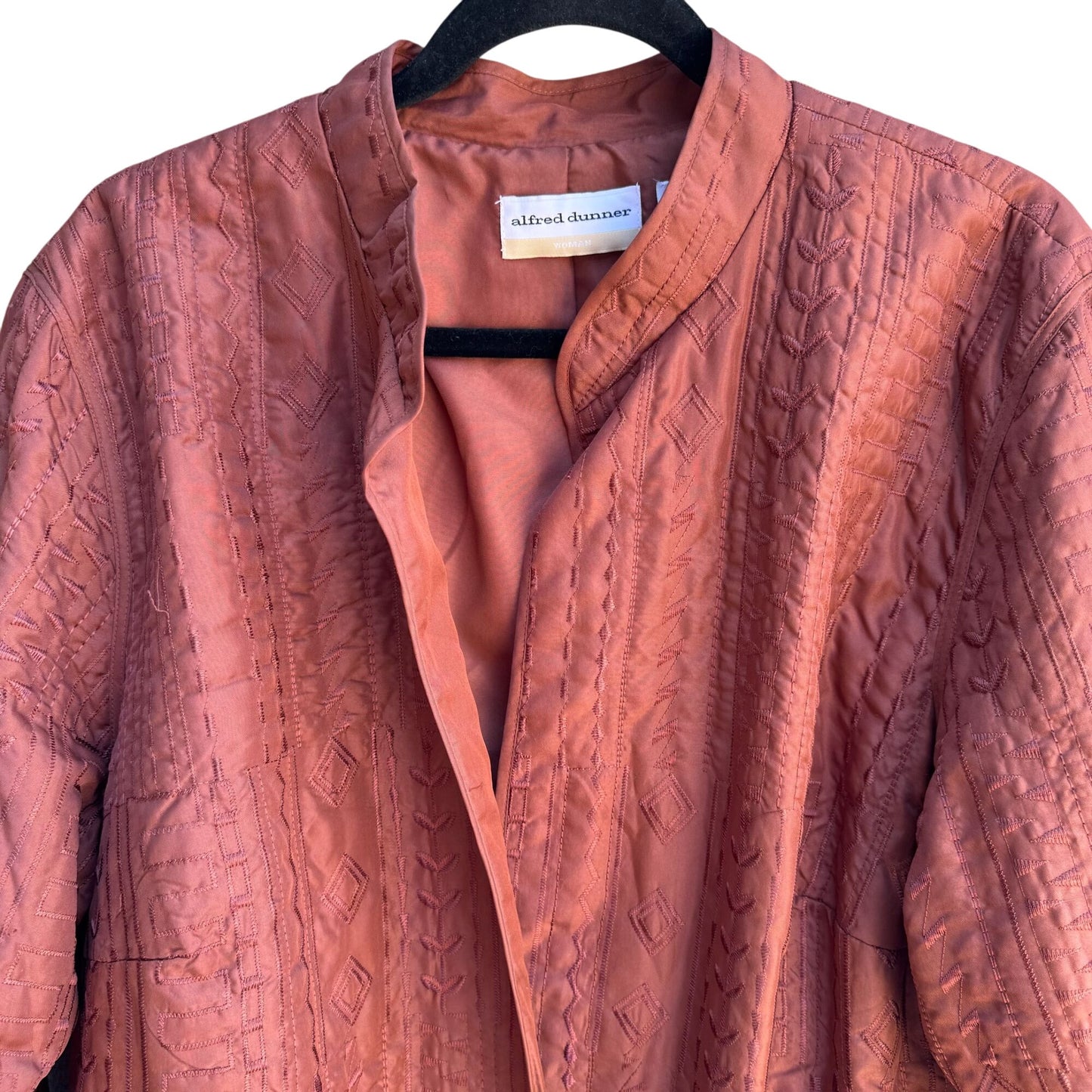 Alfred Dunner Vintage Womens Quilted Rust Mandarin Collar Jacket Blazer 20W