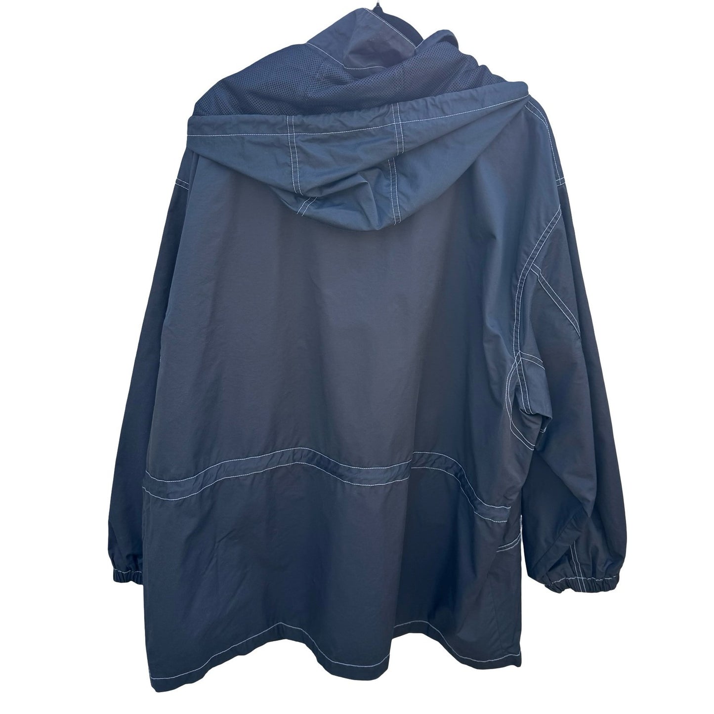 Avenue Sport Black Hooded Windbreaker Jacket Contrast Stitch Plus 26/28 Gorpcore