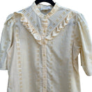 Switch Shapely Vintage 70s 80s Cottagecore Eyelet Ruffle Bib Blouse Puff Sleeve Cream L 3 image