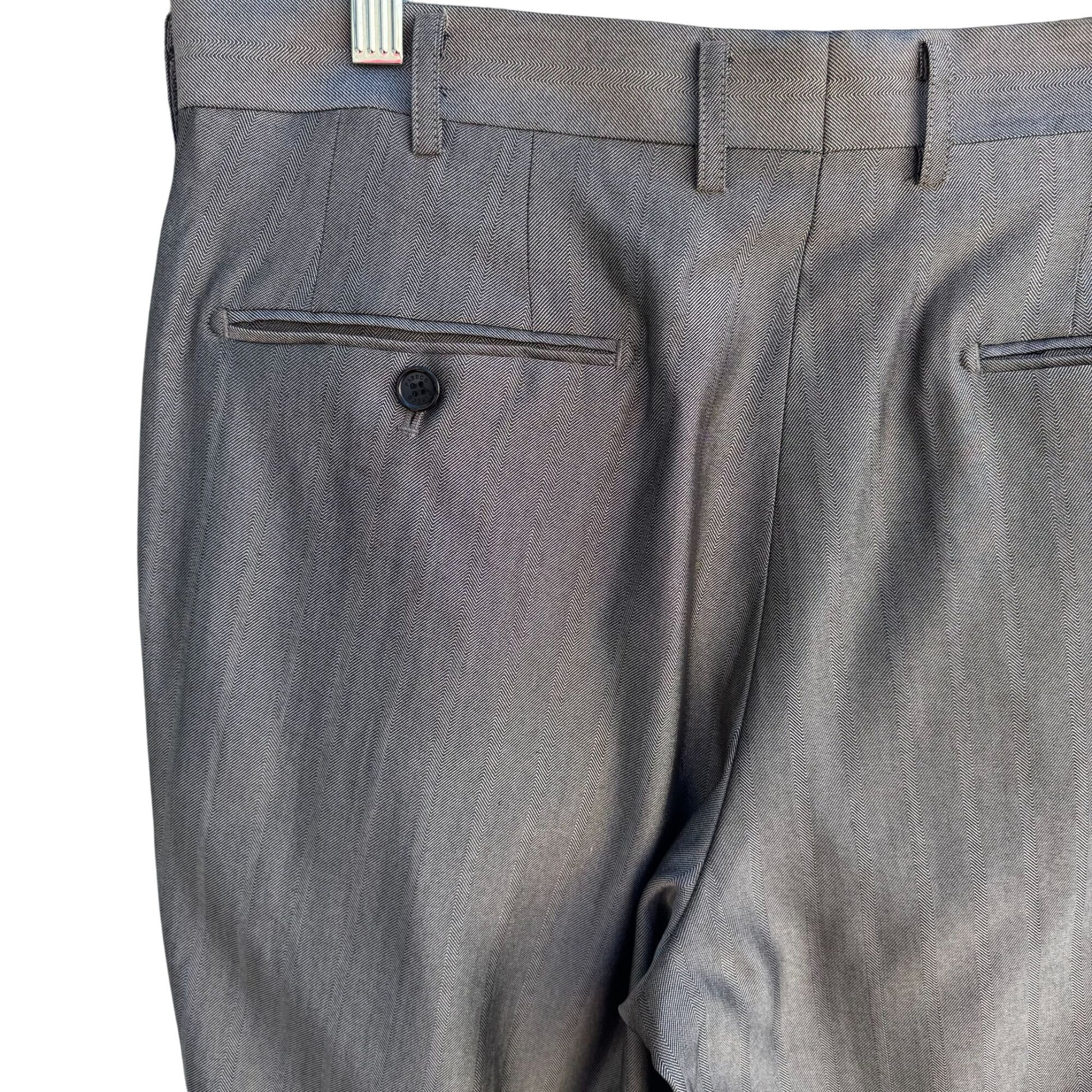 Paseco Vintage Mens Gray Herringbone Pleated Front Classic Fit Dress Pant Slacks