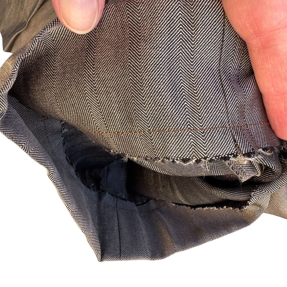 Paseco Vintage Mens Gray Herringbone Pleated Front Classic Fit Dress Pant Slacks