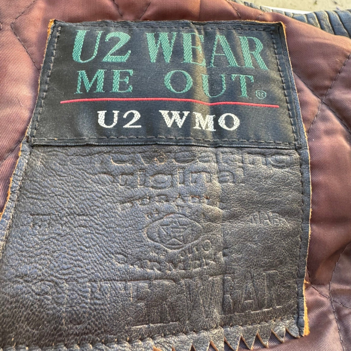 U2 Wear Me Out Vintage Distressed Leather Biker Moto Aviator Bomber Jacket Mens