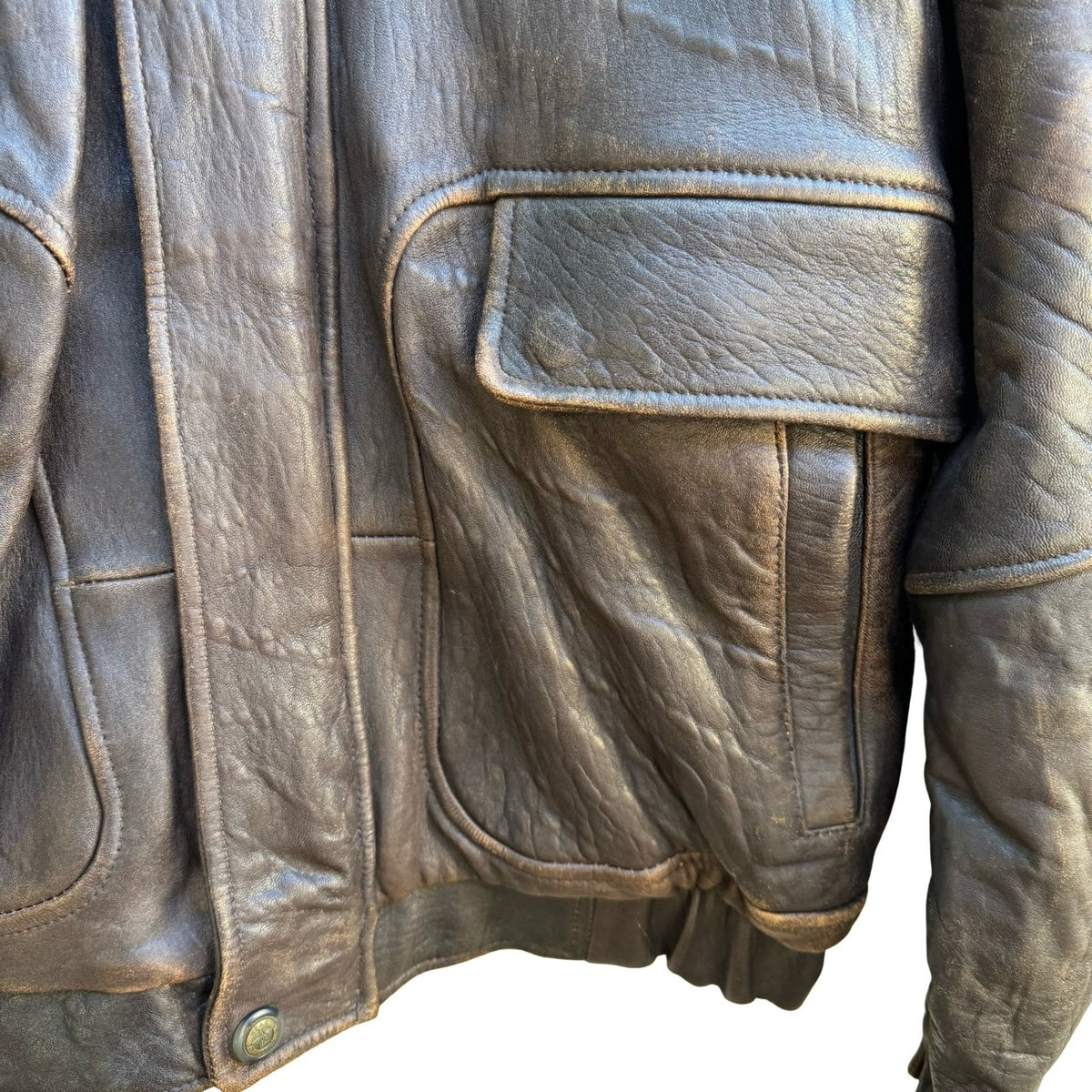 U2 Wear Me Out Vintage Distressed Leather Biker Moto Aviator Bomber Jacket Mens