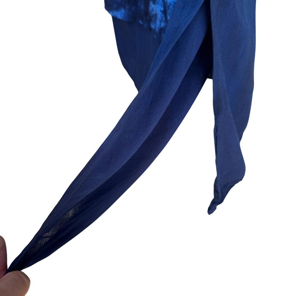 Shopping With Anthony Mark Hankins Womens V Neck Flowy Blue Tie-Dye Maxi Dress S