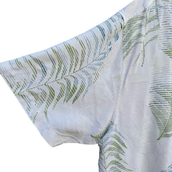 Tommy Bahama Vintage Silk Mens Tropical Leaf Print Athleisure Button-Up Shirt L