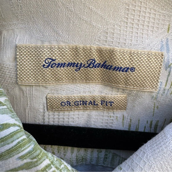 Tommy Bahama Vintage Silk Mens Tropical Leaf Print Athleisure Button-Up Shirt L
