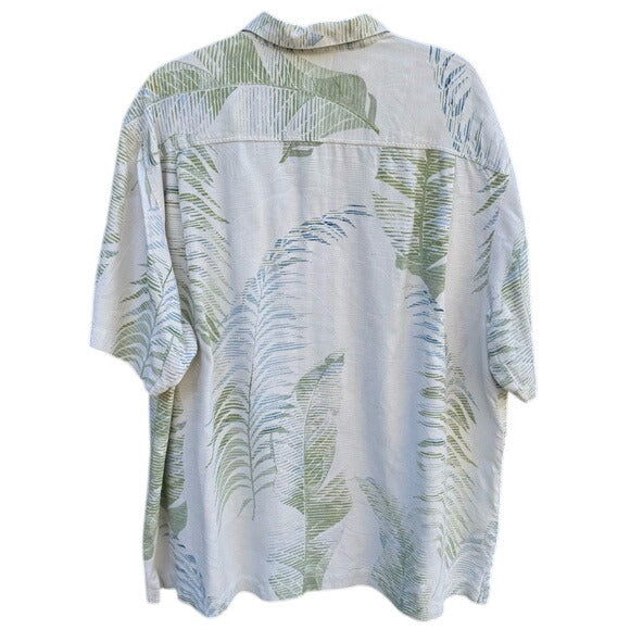 Tommy Bahama Vintage Silk Mens Tropical Leaf Print Athleisure Button-Up Shirt L