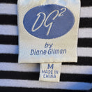 Switch Diane Gilman DG2 Womens Black White Striped Boat Neck Gold Button Long Sleeve M 2 image