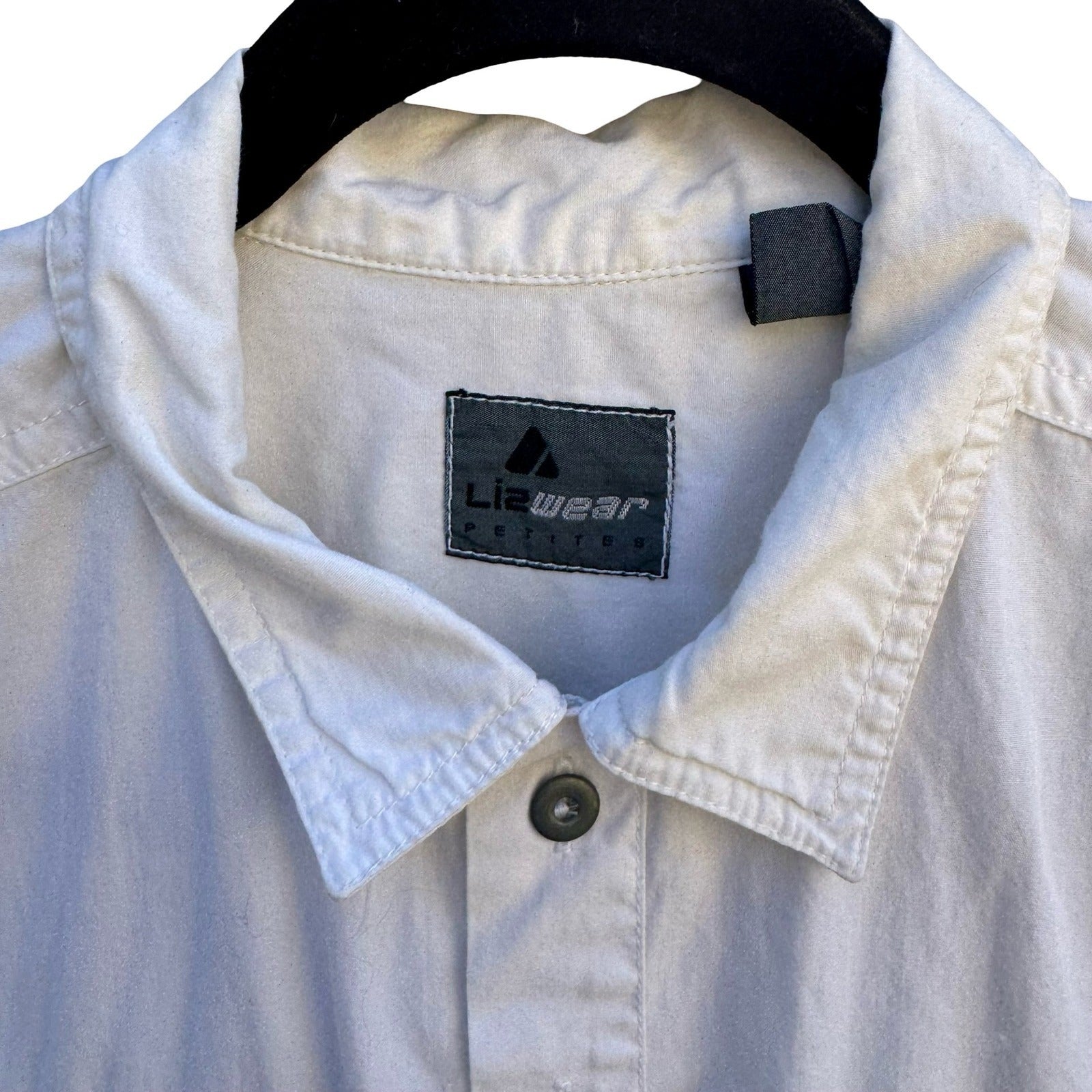 Lizwear Vintage 80s White Cotton Cropped Short Sleeve Utility Button Down Shirt