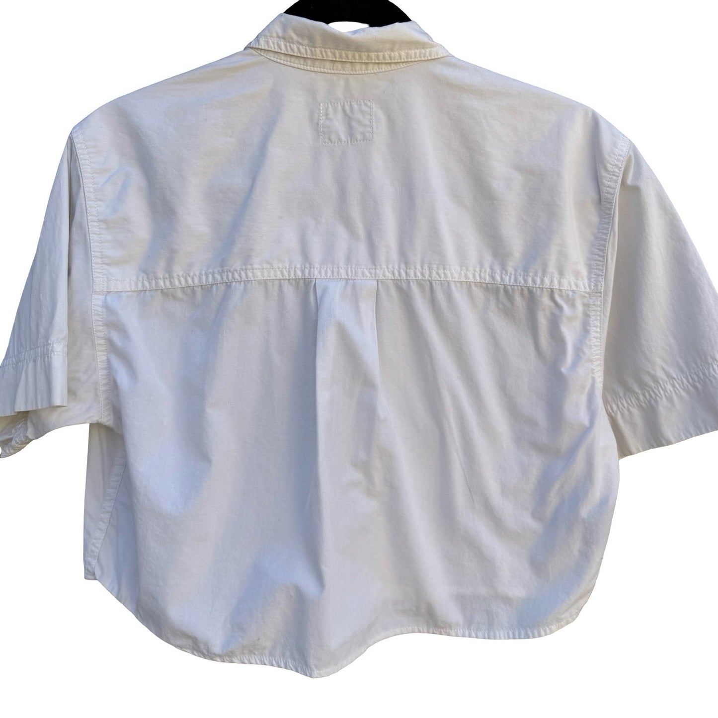Lizwear Vintage 80s White Cotton Cropped Short Sleeve Utility Button Down Shirt