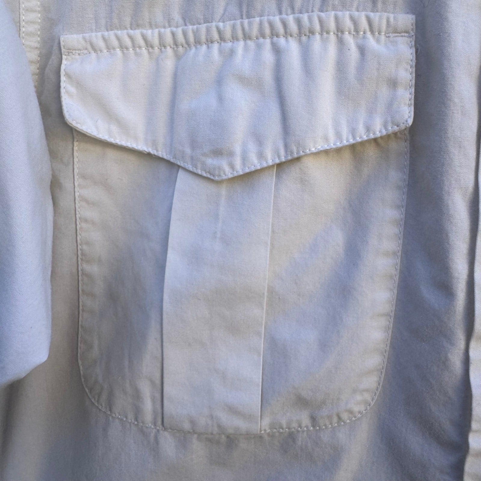 Lizwear Vintage 80s White Cotton Cropped Short Sleeve Utility Button Down Shirt