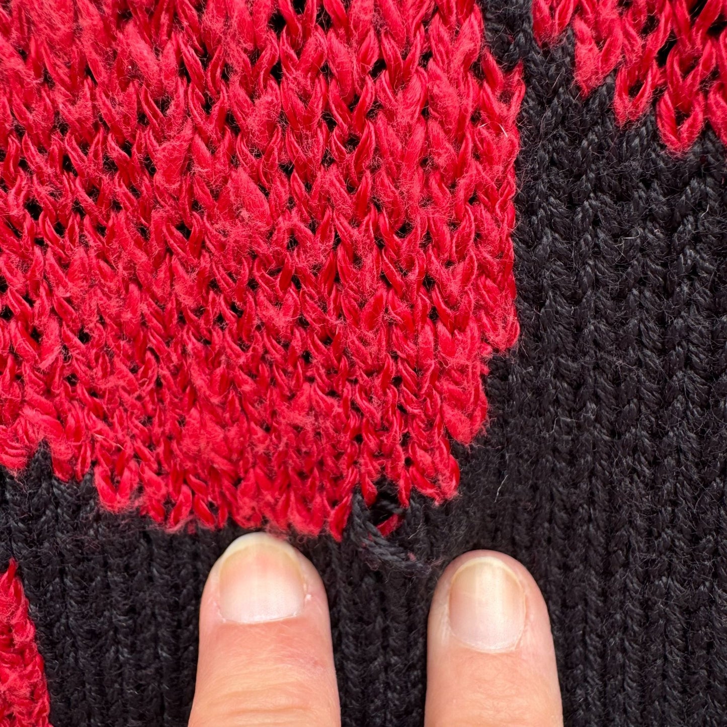 Jack Winter Vintage Womens Floral Knit Black Red Gray Short Sleeve Sweater Top S