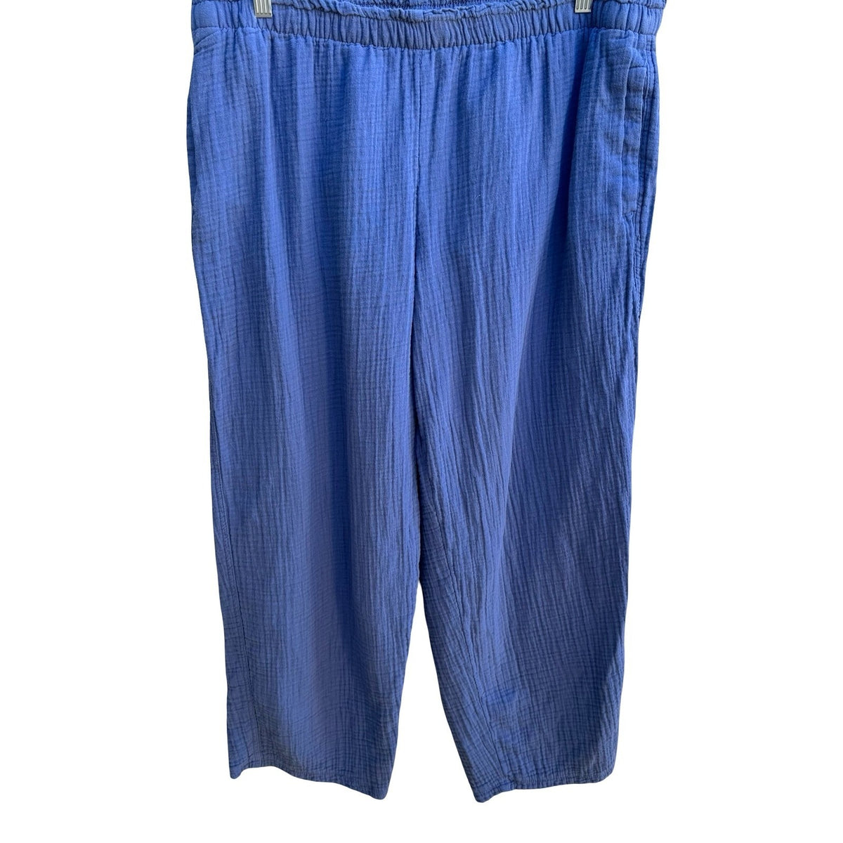Coldwater Creek Coastal Lagenlook Boho Double Gauze Cotton Relaxed Pants Blue XL