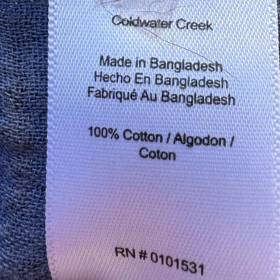 Coldwater Creek Coastal Lagenlook Boho Double Gauze Cotton Relaxed Pants Blue XL