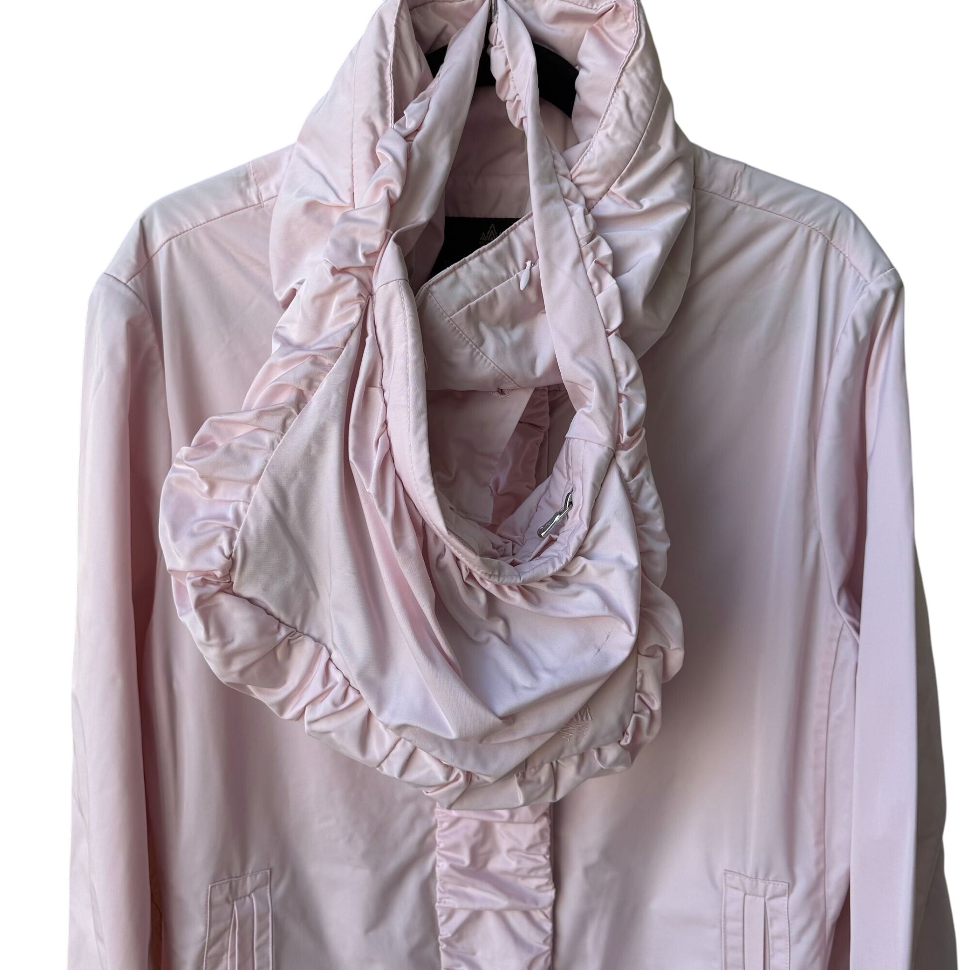 Rainforest Pink Womens Packable Lightweight Travel Ruffled Jacket Matching Pouch