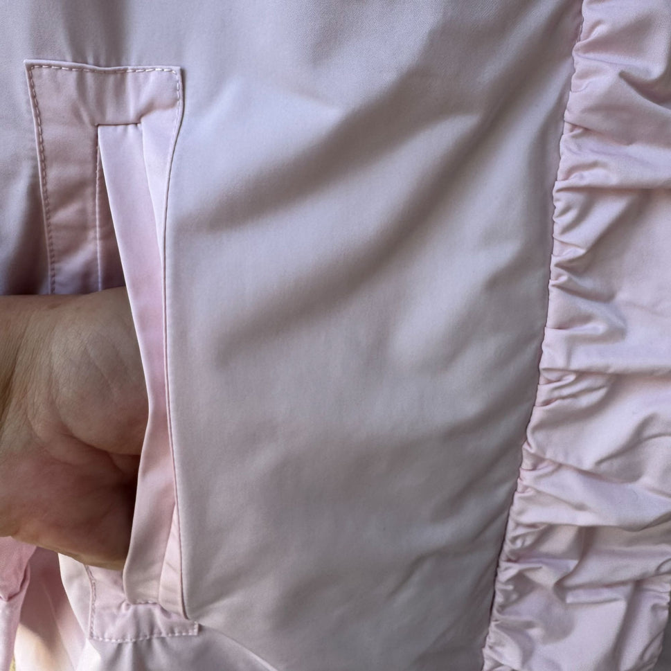 Rainforest Pink Womens Packable Lightweight Travel Ruffled Jacket Matching Pouch