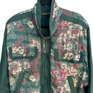 Switch River Edge Vintage Green Silk Floral Zip Up Retro Bomber Shoulder Pads Jacket M 2 image